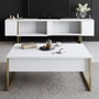 Hanah Home Soporte TV Blanco y Dorado 180cm con Patas Metálicas Elegantes